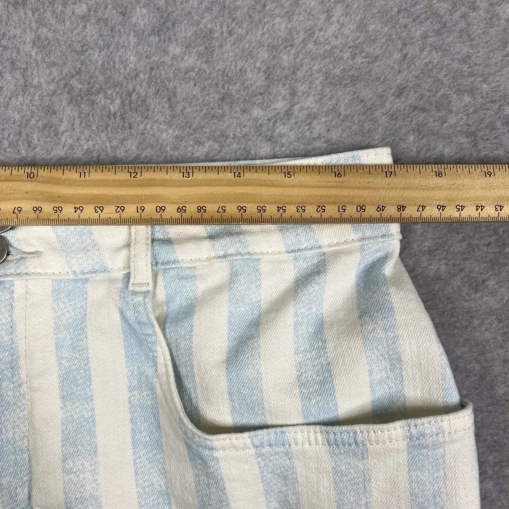 Anthropologie Maeve Blue White Striped Denim Bermuda High Waisted Shorts Size 31 - Picture 7 of 10
